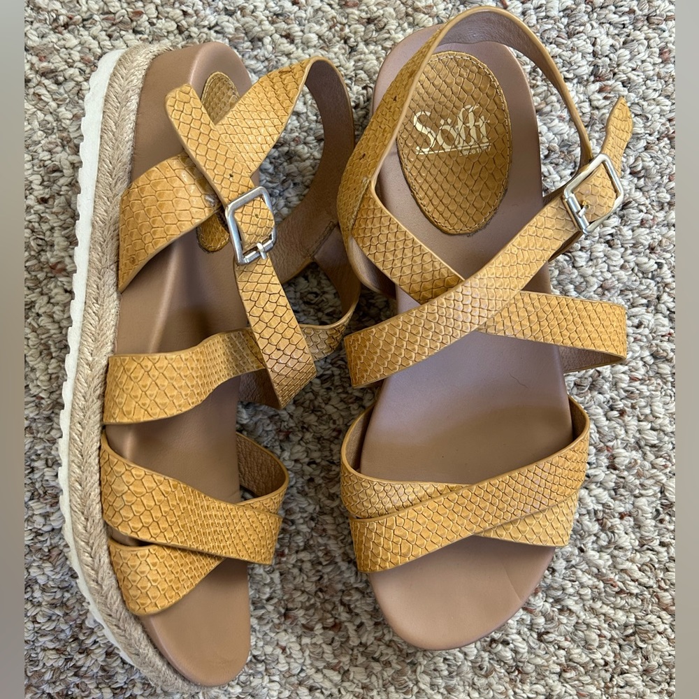 Sofft Mustard Yellow Crisscross Espadrille Sandals